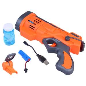 Orange Bubble Gun Pistol Toy with Bubble Solution, Battery, and Charger - Bubble Blower