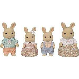 Sylvanian Families Milk Rabbit Family, a set of 4 figures: mom, dad, girl, and boy - Figure