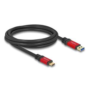 Delock USB-A to USB-C cable, 2m, red metal connectors - Computers and Accessory
