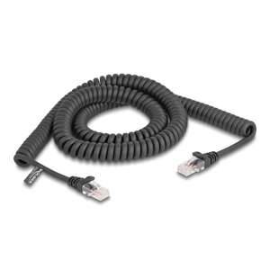 Delock RJ45 coiled cable male to male Cat.5e 3 m, black 97022654 - Delight Patch Cable
