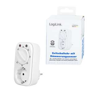 LogiLink mechanický časový spínač so senzorom súmraku, biely, 230V AC, 50 Hz, 16A, 3680W - Logilink