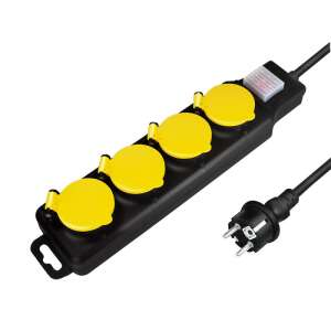 Logilink Aljzat 4-es + kapcsoló, 4x CEE 7/3, kültéri, 1,5 m, fekete/sárga outdoor power strip with 4 outlets and switch - Extension Cord