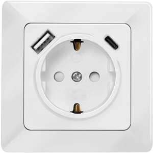 Gniazdo ścienne LogiLink PA0253, 1 gniazdo, 1x USB-A 5 V/2,1 A (10,5 W), 1xUSB-C PD 18 W, białe 97022719 - Connector & Dugalj
