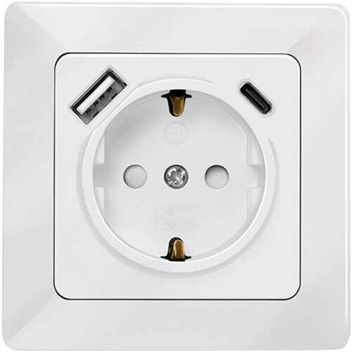 Zásuvka LogiLink PA0253, 1 zásuvka, 1x USB-A 5 V/2,1 A (10,5 W), 1x USB-C PD 18 W, biela 97022719