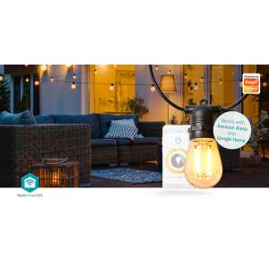 Nedis SmartLife Wi-Fi smart filament garden lights, 10 bulbs, 9 meters, warm white, with 8 pre-set modes, works with Amazon Alexa and Google Home - Christmas