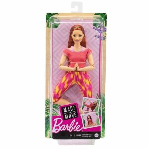 Barbie Made to Move Yoga bábika v červenom oblečení, v balení - Mattel Baba