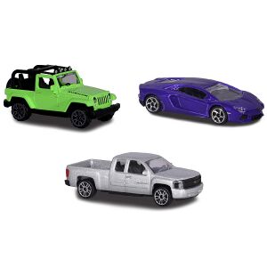 Majorette Street Cars 3 darabos készlet: zöld Jeep, lila Lamborghini, ezüst pickup - Majorette