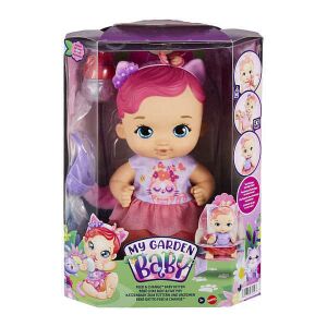 My Garden Baby Bábika Mačiatko na kŕmenie a prebaľovanie, ružové vlasy, mačacie uši, interaktívna bábika - Mattel Baba