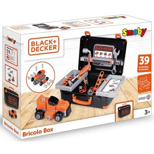 Smoby Black & Decker Bricolo Box szerszámkészlet játékautóval, 39 darabos - Barkács játék
