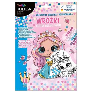 KIDEA Glitter Mosaic Tündérek Kreatív készlet, rózsaszín mozaikkészítő gyerekeknek - Kidea