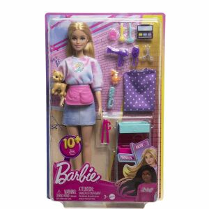 Hracia súprava Barbie Malibu Stylist s príslušenstvom a šteniatkom, balená - Mattel Baba