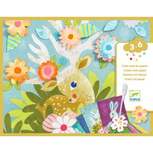Djeco Create with Paper - Deer, a creative craft kit for kids ages 3-6 - Djeco Developmental Toy for Preschooler