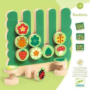 Djeco Gardimix wooden matching game for kids, featuring colorful insects, flowers, and leaves - Developmental Toy for Preschooler