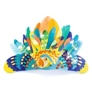 Djeco Do It Yourself Carnival Rio feather headdress craft kit finished product - Rocking horse & animal and Developmental Toy for Preschooler