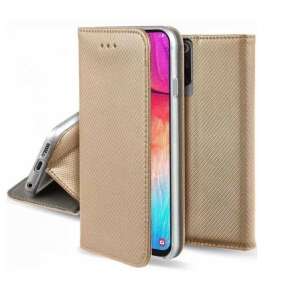 Xiaomi Redmi Note 13 Pro 5G gold flip case with magnetic closure and card holder, showing the phone inside - Xiaomi Phone Case