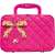 Barbie makeup set in a pink case with a gold bow and a Barbie charm