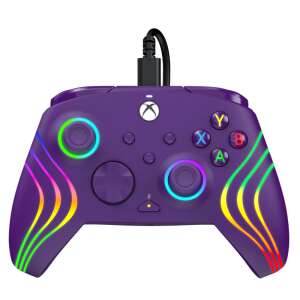 Controler cu fir PDP Afterglow Wave pentru Xbox Series X|S, Xbox One și PC, culoare Lila cu iluminare RGB LED - PDP