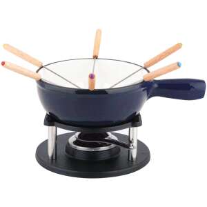 Sada na fondue Carl Schmidt Sohn Alpen z liatinovaného smaltu v modrej farbe so 6 vidličiek a horákom - Kuchynské pomôcky