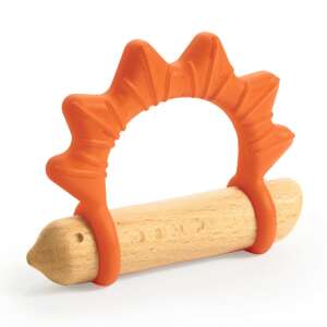 Djeco Bébirágóka - Sünike - BabyPiki teething toy, orange silicone and wood - Chewing gum