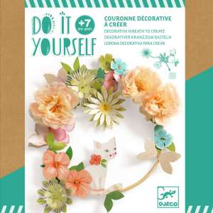 Djeco Do It Yourself Decorative Wreath to Create, a craft kit for making a floral wreath with a cat, for ages 7 and up - Interior design