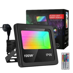 Smart RGB LED floodlight 60W with remote control and packaging, IP66 waterproof - Floodlights and Work Lamp