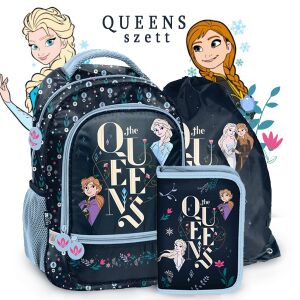 Paso Jégvarázs Queens Iskolatáska szett: hátizsák, tolltartó, tornazsák Elsa és Anna mintával - Paso