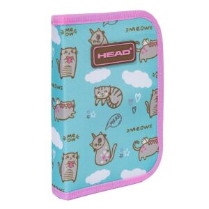 HEAD Cicás Tolltartó, kék tolltartó macska mintával - Astra