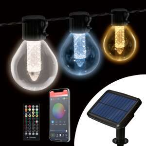 Smart solar string lights with adjustable color temperature, remote control, and smartphone app control. - Nonbrand String Light