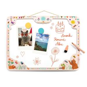 Djeco Cat board magnetic dry erase board with cat illustration, pink frame, includes marker and eraser - Rocking horse & animal and Developmental Toy for Preschooler