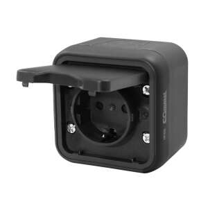 Priză exterioară Commel cu protecție IP55, culoare antracit - Anco Conectori și mufe