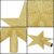 Collage of Springos gold glitter Christmas tree star topper details.