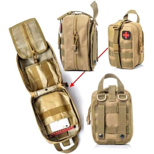 Springos tactical first aid bag, multiple views showing the bag's features and compartments