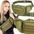 Springos military green waist bag with multiple pockets and adjustable strap, front and back view