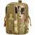 Springos tactical belt bag, camo, front view, phone holder, zipper closure