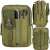 Springos tactical belt bag, olive green, with zipper closure, multiple pockets, and adjustable belt, showing different angles