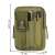 Springos tactical belt bag, olive green, with zipper closure, multiple pockets, and adjustable belt, showing dimensions
