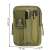 Springos tactical belt bag, olive green, with zipper closure, multiple pockets, and adjustable belt, showing dimensions
