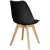 Side-back view of Springos black dining chair with wooden legs