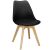 Springos black dining chair with wooden legs, front view