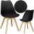 Springos black dining chair with wooden legs, set of two