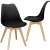 Angled view of two Springos black dining chairs