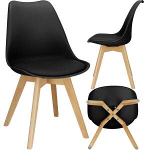 Collage of Springos black dining chair showing front, side, and bottom views - Kitchen Furniture