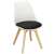 Springos dining chair with white seat and black cushion, front view