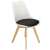 Springos dining chair with white seat and black cushion, side view