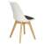 Springos dining chair with white seat and black cushion, back view