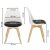 Springos white dining chair with black cushion, dimensions shown