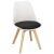 Springos dining chair, white plastic seat with black cushion and beech wood legs