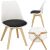 Springos white dining chair with black cushion and wooden legs, modern design