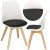 Modern Springos dining chair, white seat with black cushion and natural wood legs