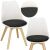 Springos modern dining chair, white PP seat with black cushion and wooden legs
